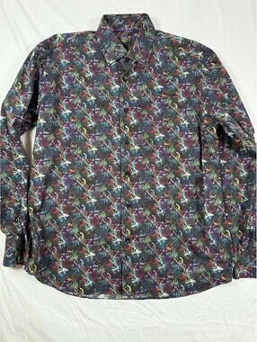 Bertigo Men's Long Sleeve Cotton Button-Up Shirt Large